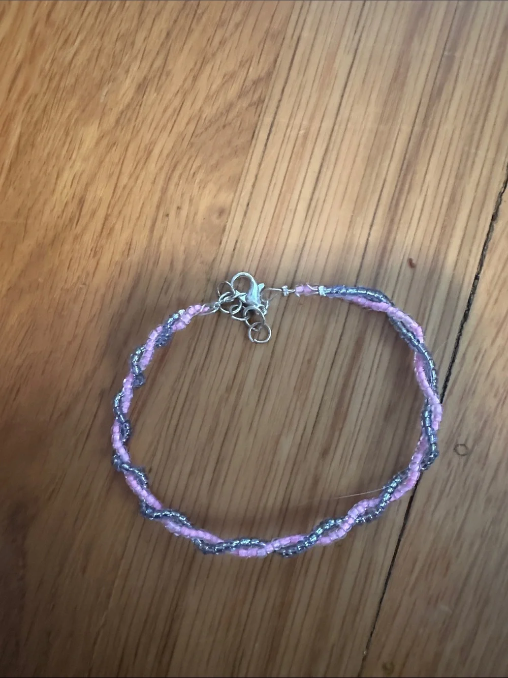 Delicate Pink & Silver Braided Bracelet
